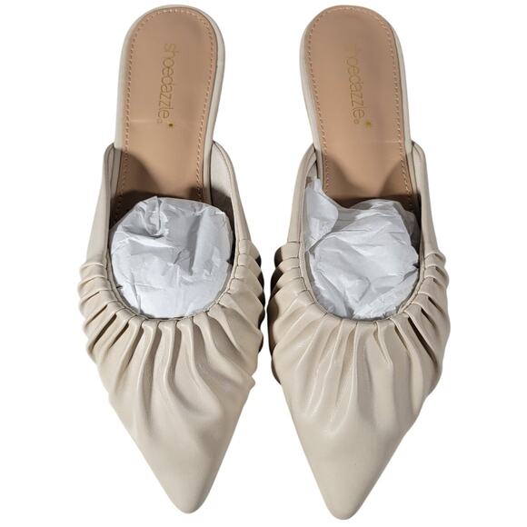Shoedazzle Kheo Pointed Toe Mule Flats Bone 8 NIB - Picture 2 of 16
